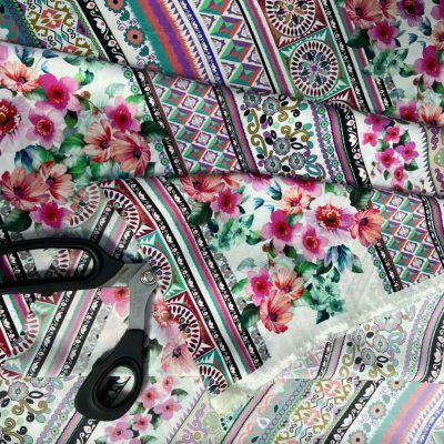 Scampolo in raso di seta alta moda fantasia astratta floreale 2