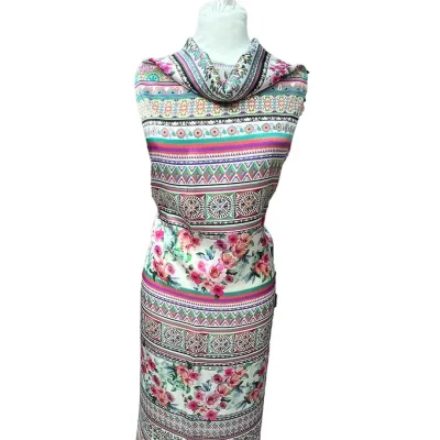 Scampolo in raso di seta alta moda fantasia astratta floreale mannequin 6