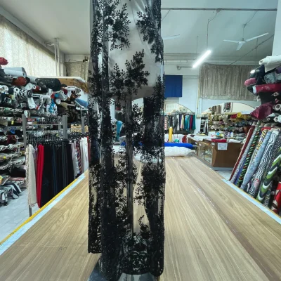 Pizzo in tulle con preziosi ricami e applicazioni in doppio orlo 1