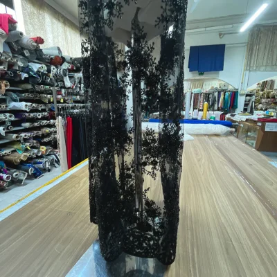 Pizzo in tulle con preziosi ricami e applicazioni in doppio orlo 4