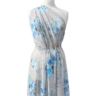 Scampolo firmato in chiffon di pura seta a fantasia floreale 3