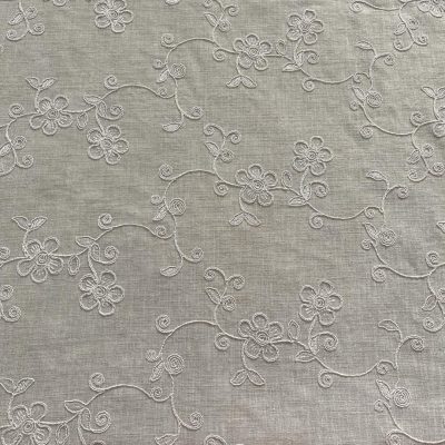 Tessuto per tende country motivo floreale - tortora Alt. 300 cm