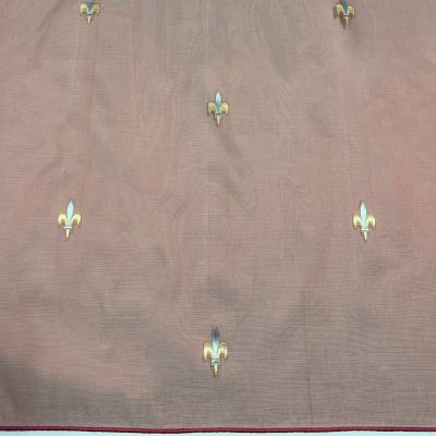 Tessuto per tenda in organza rosso rubino con gigli in lam&egrave; 5