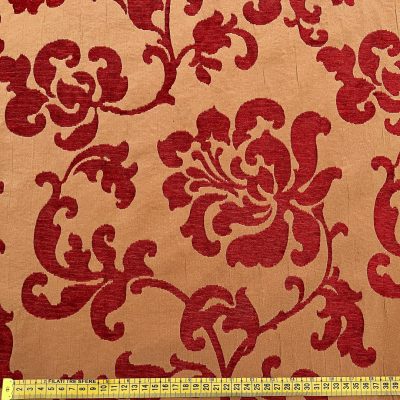 Misto viscosa motivo damascato rosso e oro 3