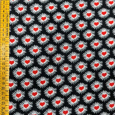 Maglina di puro cotone a fantasia floreale su sfondo nero 2