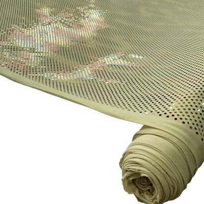 Lycra giallina con pois glitterati multicolor cangianti 7