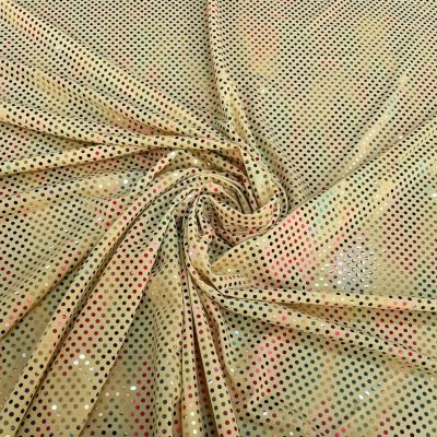 Lycra giallina con pois glitterati multicolor cangianti 4