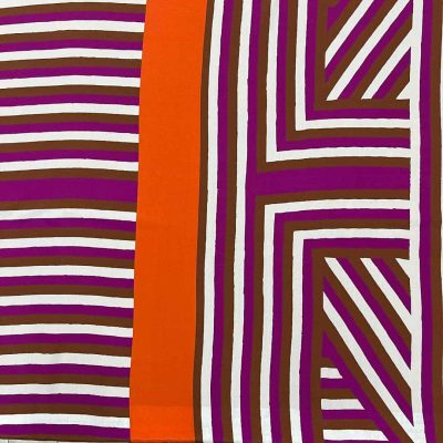 Cr&egrave;pe di pura seta fantasia geometrica a righe multicolor 2