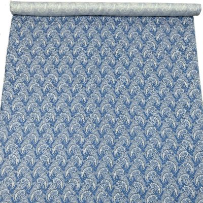 Panama di seta fantasia paisley azzurra 5