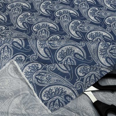 Panama di pura seta fantasia Paisley blu 3