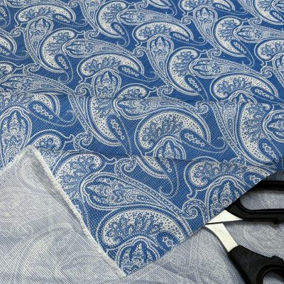 Panama di seta fantasia paisley azzurra 4
