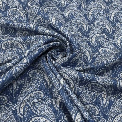 Panama di pura seta fantasia Paisley blu 2