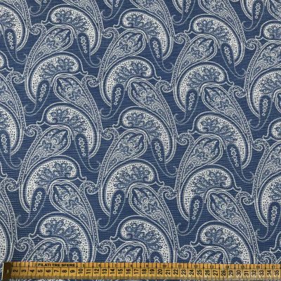 Panama di pura seta fantasia Paisley blu 1