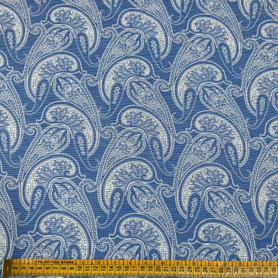 Panama di seta fantasia paisley azzurra 2