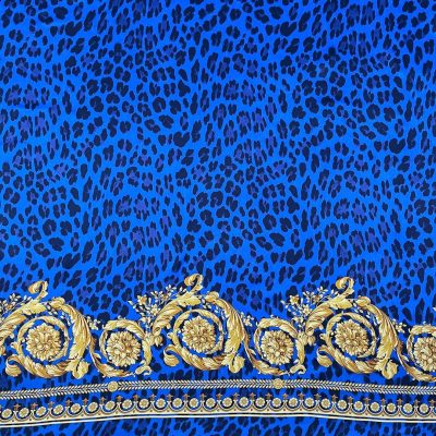 Scampolo alta moda 100% raso di seta animalier con ghirigori dorati 4