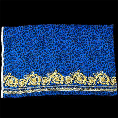 Scampolo alta moda 100% raso di seta animalier con ghirigori dorati 3