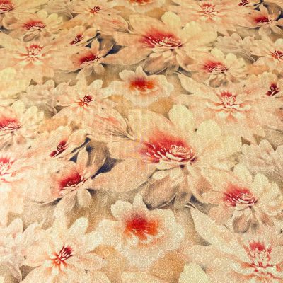 Tessuto pura seta made in italy fiori vintage rosa pesca 7