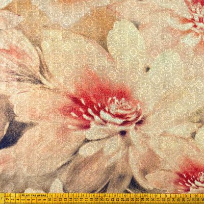 Tessuto pura seta made in italy fiori vintage rosa pesca 4