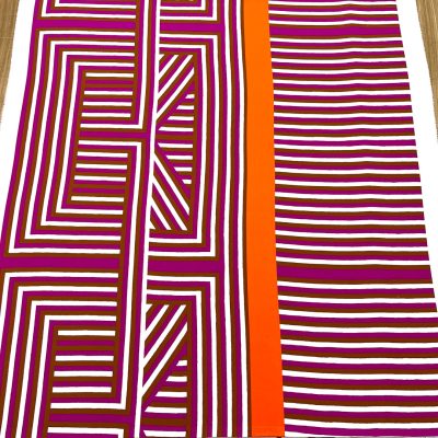 Cr&egrave;pe di pura seta fantasia geometrica a righe multicolor 1