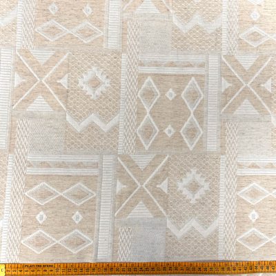 Tessuto da arredo misto cotone motivo geometrico tortora 5
