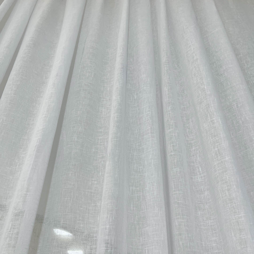 Tessuto per tende effetto lino bianco naturale bianco ottico 3