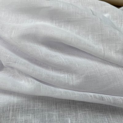 Tessuto per tende effetto lino bianco naturale bianco ottico 1
