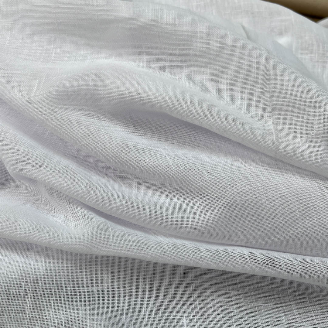 Tessuto per tende effetto lino bianco naturale bianco ottico 1