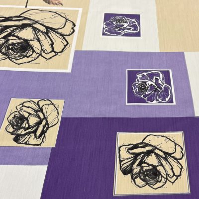 Tessuto fantasia effetto collage con rose colori freddi 7