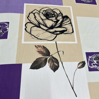 Tessuto fantasia effetto collage con rose colori freddi 6