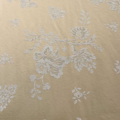 Tessuto da arredamento jacquard in puro cotone con fiori bianchi su base beige perlato 5