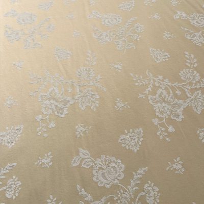 Tessuto da arredamento jacquard in puro cotone con fiori bianchi su base beige perlato 4