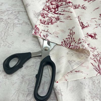 Tessuto in puro cotone Toile de jouy in stile campestre azzurro bordeaux 8