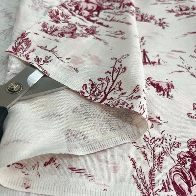 Tessuto in puro cotone Toile de jouy in stile campestre azzurro bordeaux 7