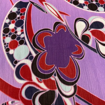 Chiffon goffrato di seta fantasia astratta multicolor 4
