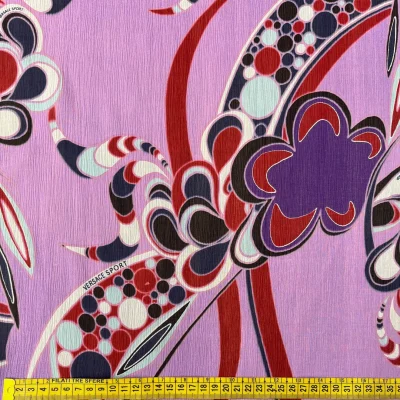 Chiffon goffrato di seta fantasia astratta multicolor 2