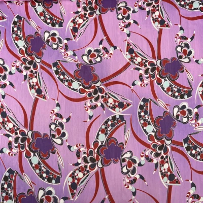 Chiffon goffrato di seta fantasia astratta multicolor 1