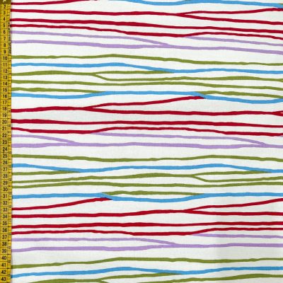 Tessuto arredamento a righe rosso azzurro verde lilla 3