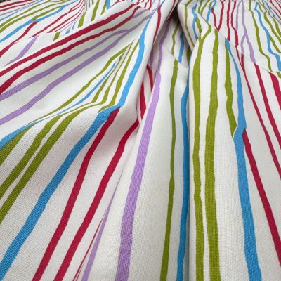 Tessuto arredamento a righe rosso azzurro verde lilla 1