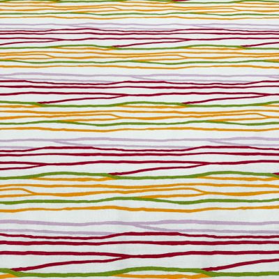 Tessuto da arredamento in cotone a righe rosso verde arancione e lilla 5