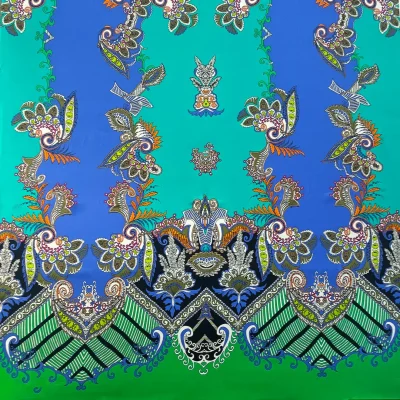 Scampolo di tessuto in raso di seta fantasia esotica 7