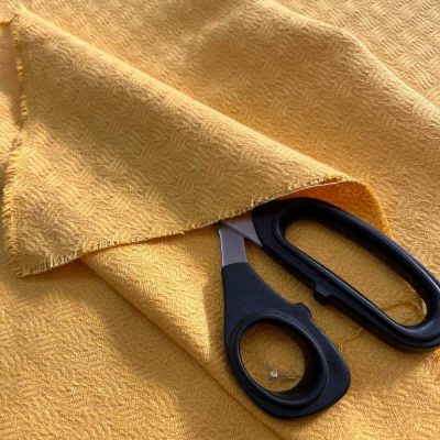 Arredamento in cotone effetto intrecciato giallo 4
