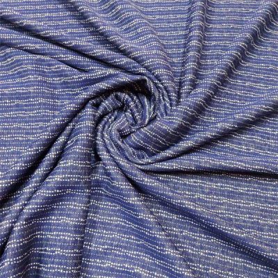 Cotone elasticizzato blu con righe grigie Alt.160cm