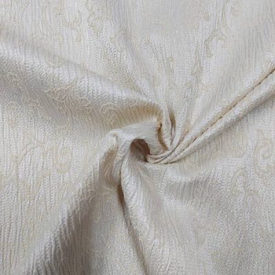 Cotone multiuso elasticizzato fantasia damascata - panna leggera sfumatura gialla Alt.150 cm