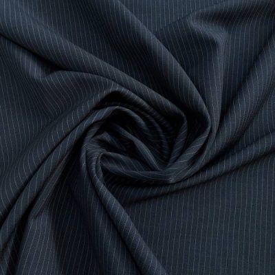 Fresco di lana elastico blu scuro a righe 2