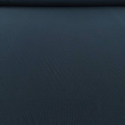 Fresco di lana elastico blu scuro a righe 1