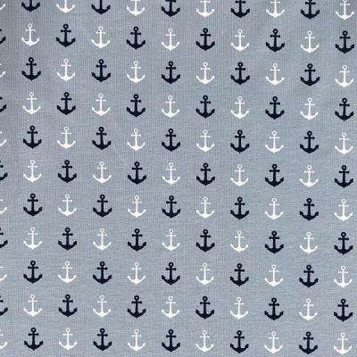 Maglina di cotone a fantasia di ancore bianche e blu 4