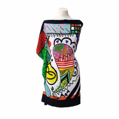 Pannello crepe di viscosa effetto graffito Alt.140x84 cm