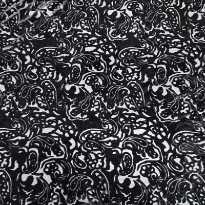 Tessuto Devorè elegante nero in velluto pannè effetto pizzo - Alt.145 cm