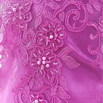 Pizzo su tulle con ricamo macarme acquamarina 5