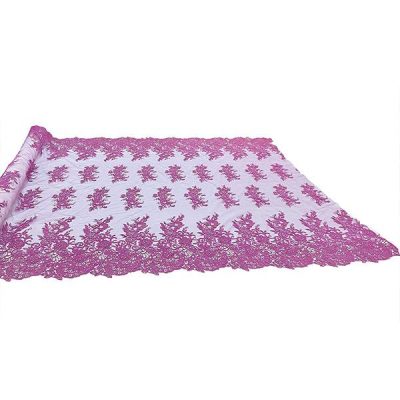 Pizzo su tulle con ricamo macarme acquamarina 1